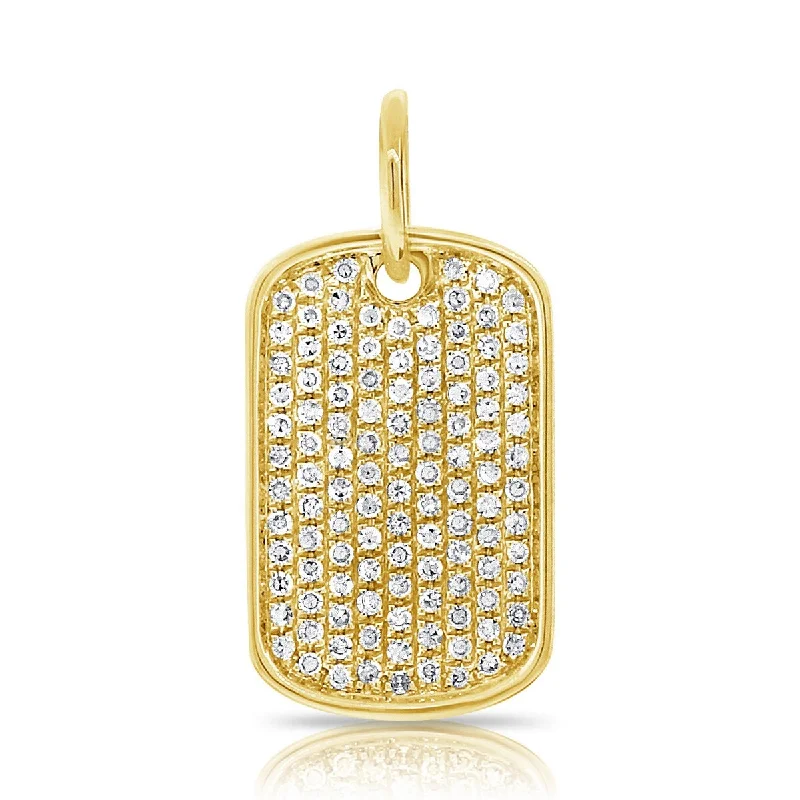 chic layered necklace for women -Joelle Diamond Dog Tag Charm 14K Yellow Gold