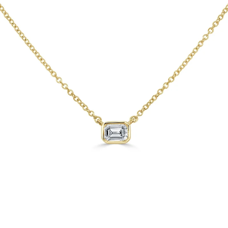 elegant pearl necklace for weddings -Joelle Diamond Emerald Cut Necklace 14K Gold 1/4 cttw