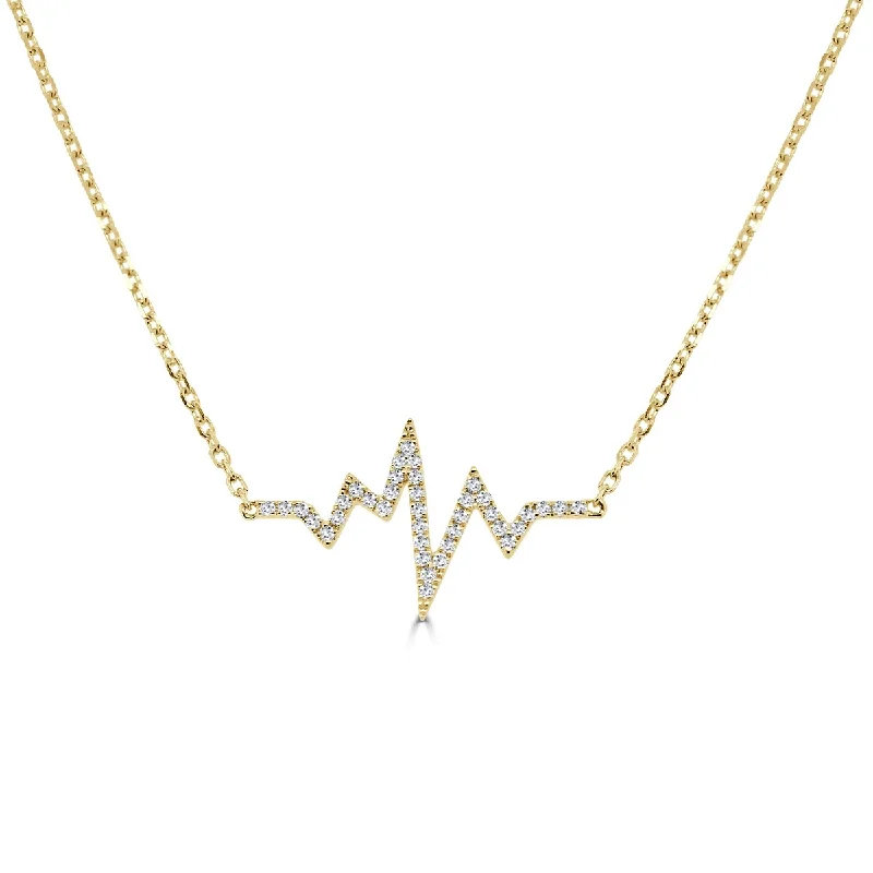 gold pendant necklace for women -Joelle Diamond Heartbeat Necklace 14K Gold 1/10 cttw