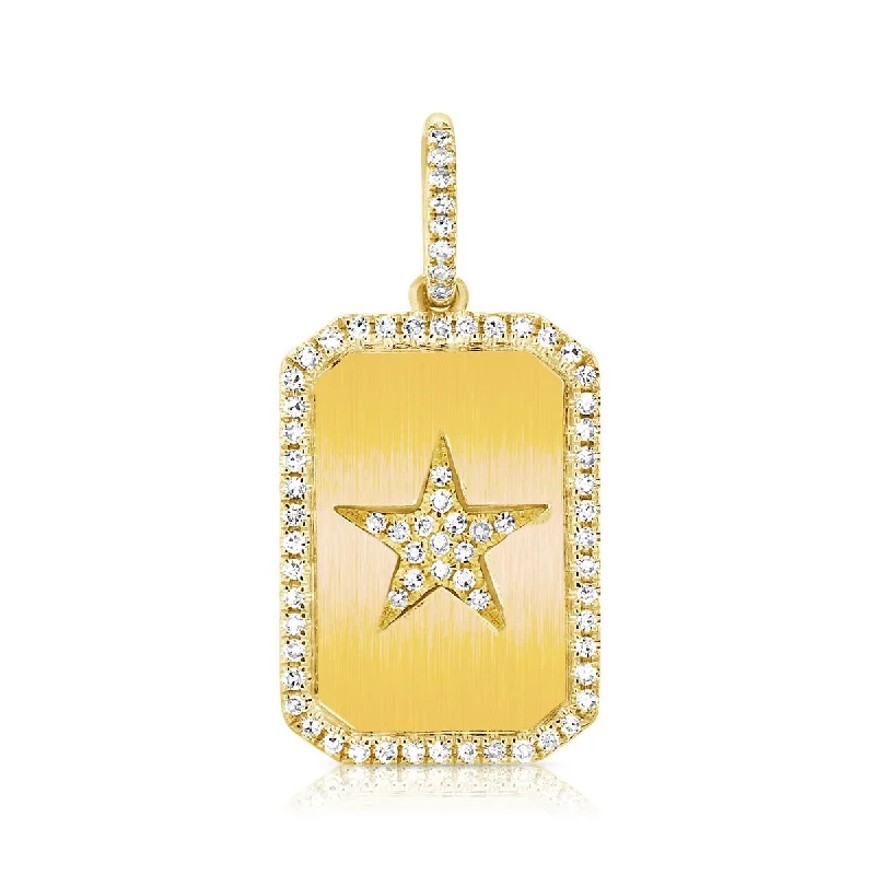 anchor pendant necklace for men -Joelle Diamond Star Charm 14K Yellow Gold