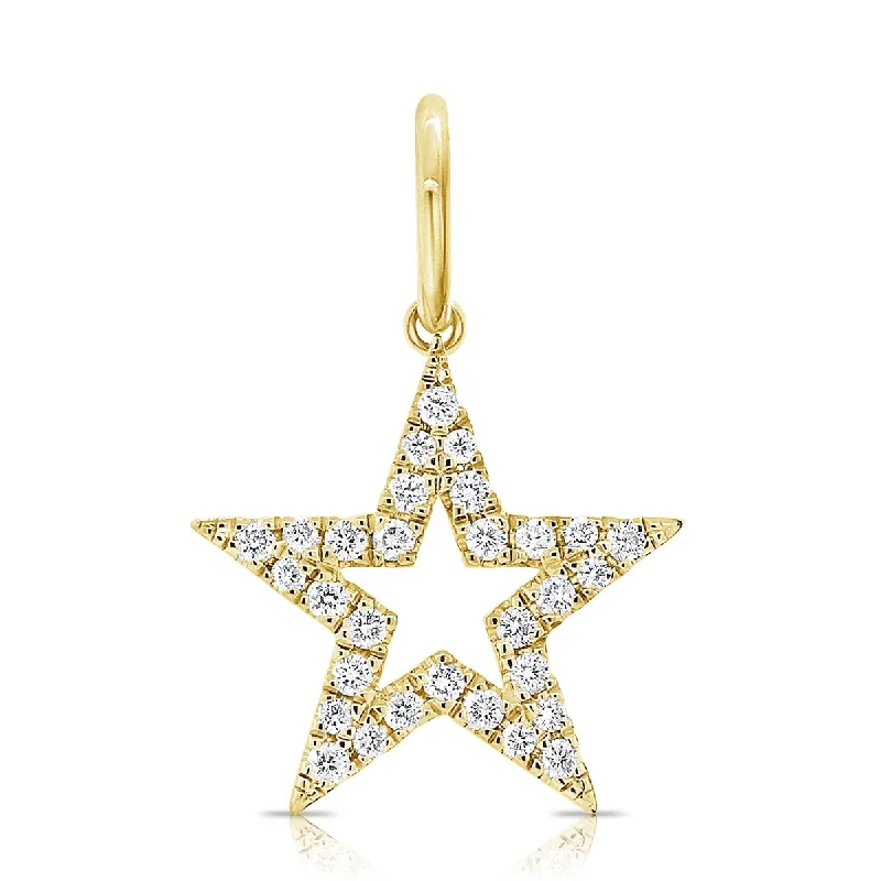 gold chain necklace for everyday wear -Joelle Diamond Star Charm 14K Yellow Gold