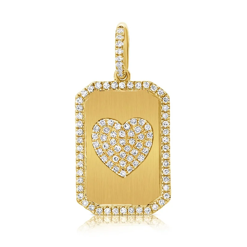 nameplate necklace for women -Joelle Heart Diamond Charm 14K Yellow Gold