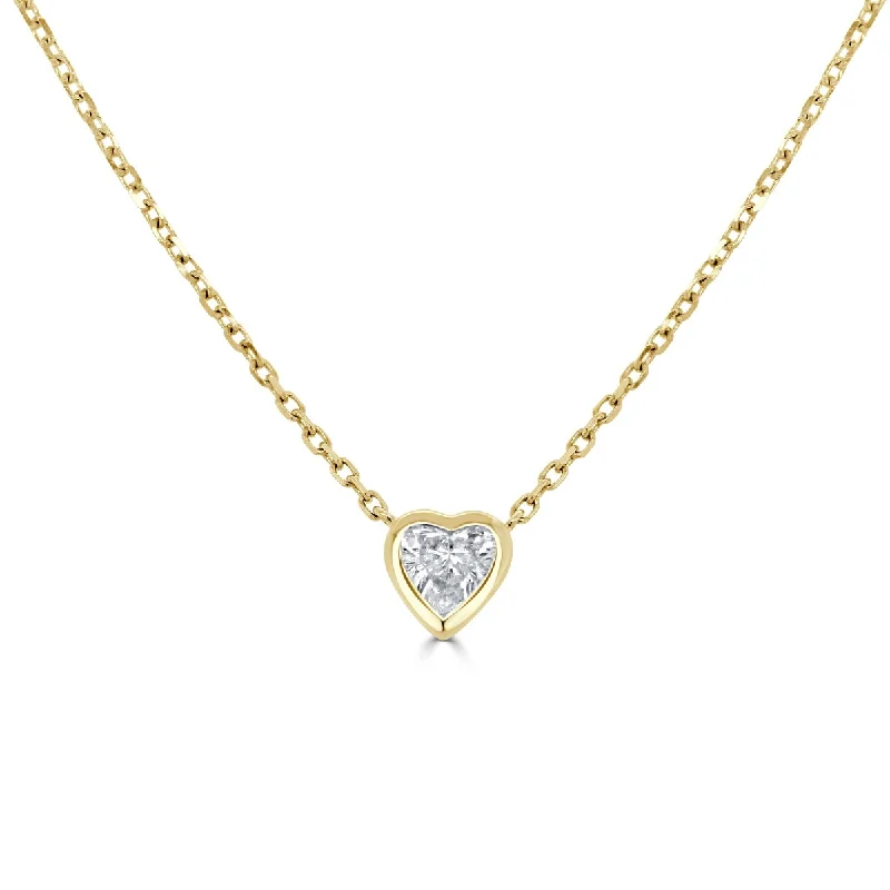 gold layered choker necklace -Joelle Heart Shape Diamond Bezel Necklace 14K Gold 1/3 cttw