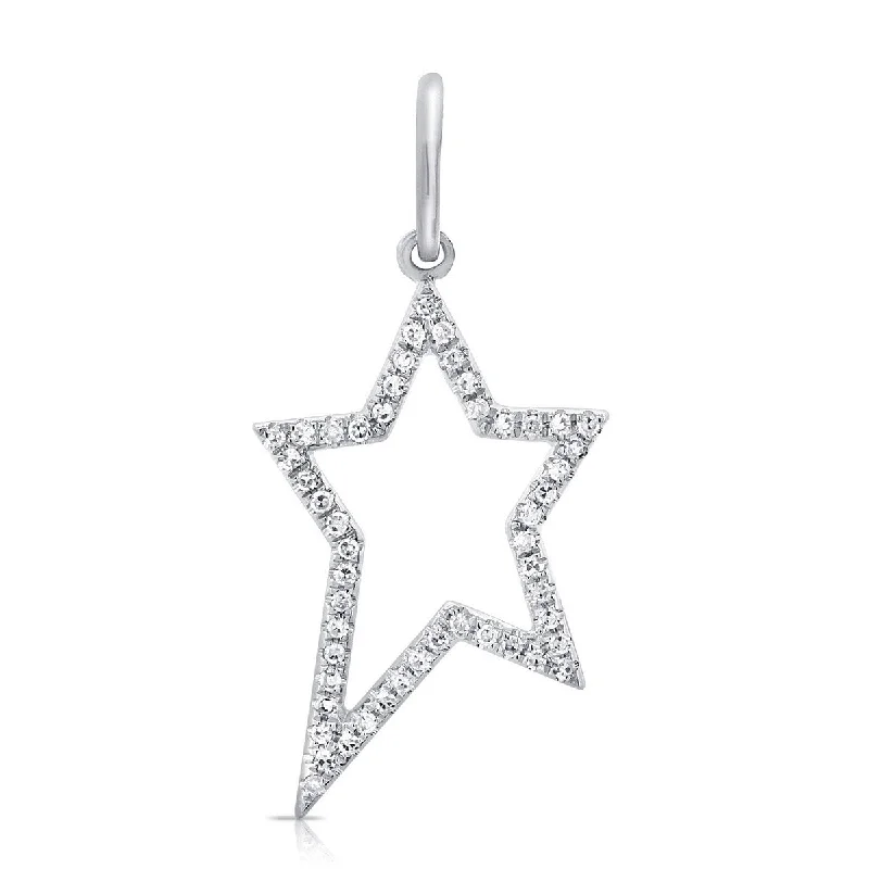 dainty gold necklace for layering -Joelle Star Diamond Charm 14K White Gold