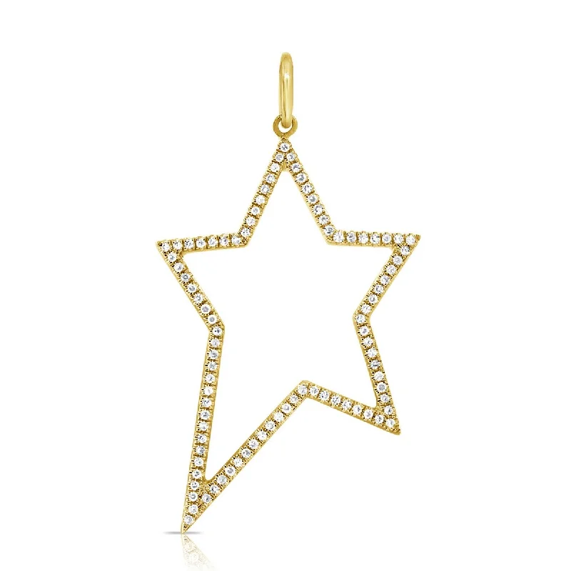 cubic zirconia necklace for women -Joelle Star Diamond Charm 14K Yellow Gold