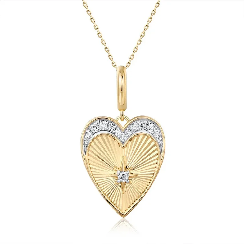 diamond solitaire necklace for women -LIA FLUTED HEART NECKLACE.