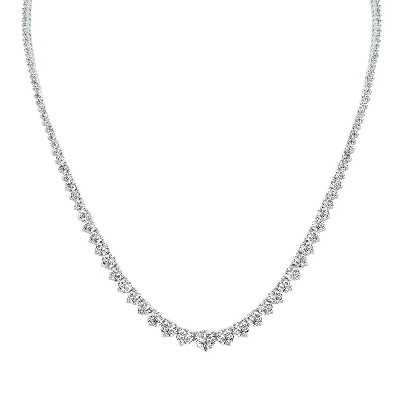 cubic zirconia necklace for women -Marquee 10 Carat TW Graduated Lab Grown Diamond Tennis Necklace in 14K White Gold