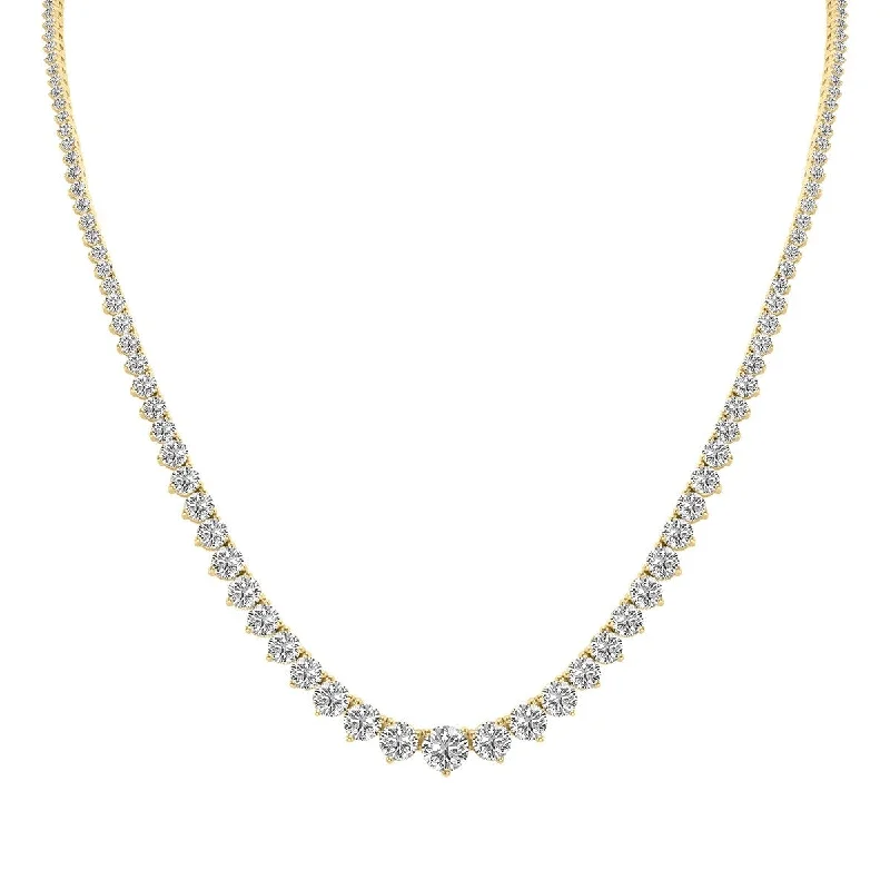 birthstone necklace for moms -Marquee 15 Carat TW Graduated Lab Grown Diamond Tennis Necklace in 14K Yellow Gold