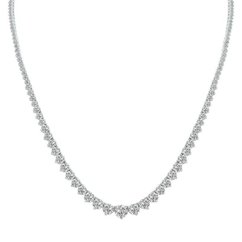 custom coordinate necklace for gifts -Marquee 20 Carat TW Graduated Lab Grown Diamond Tennis Necklace in 14K White Gold