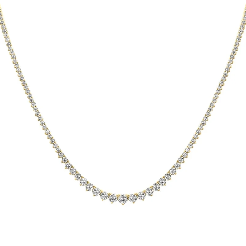 long pendant necklace for layering -Marquee 7 Carat TW Graduated Lab Grown Diamond Tennis Necklace in 14K Yellow Gold