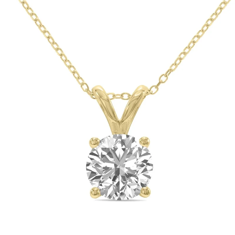 trendy necklace for teens -Marquee Certified 1.50 Carat Lab Grown Diamond Round Solitaire Pendant in 14K Yellow Gold