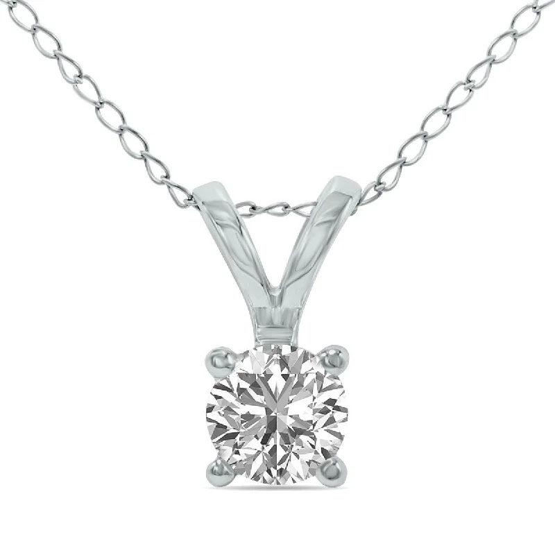 matching friendship necklaces -Marquee Lab Grown 1/2 Carat Diamond Solitaire Pendant in 14K White Gold (F-G Color, VVS1-VVS2 Clarity)