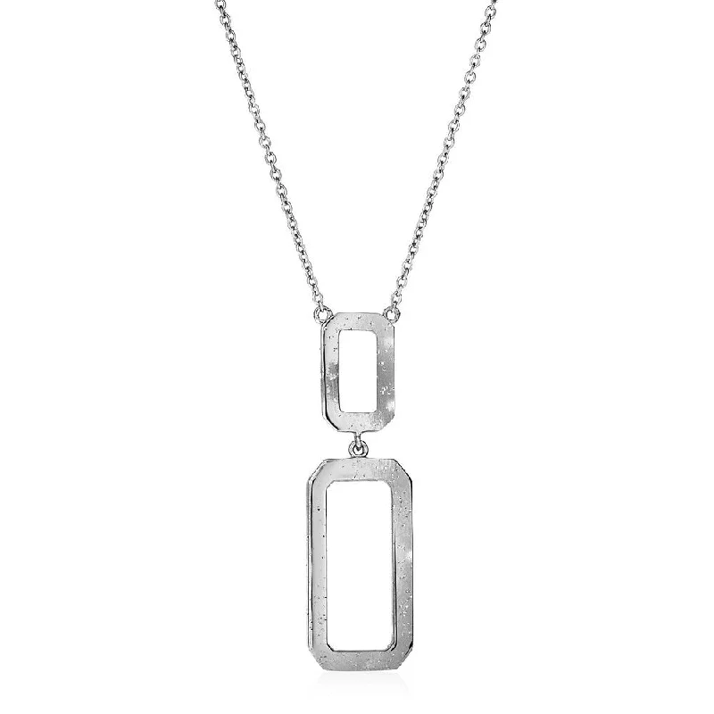 boho style necklace for women -Necklace with Interlocking Rectangles in Sterling Silver