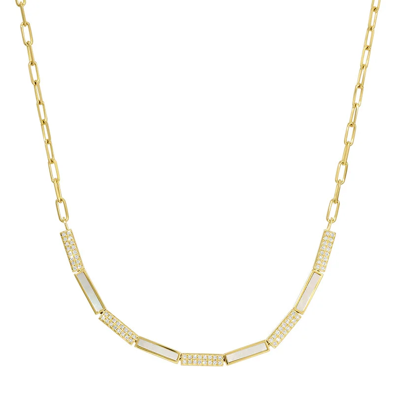 teardrop necklace for women -PACEE DIAMOND BAR  LINK NECKLACE.