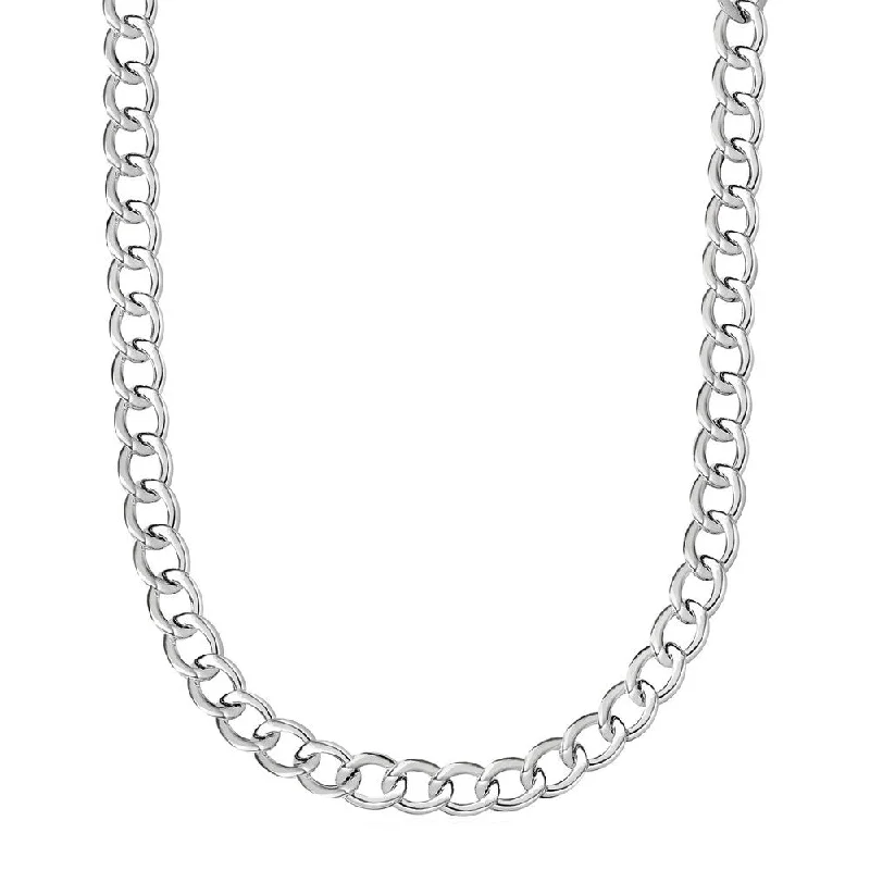 personalized name necklace for women -Polished Twisted Oval Link Necklace in Sterling Silver