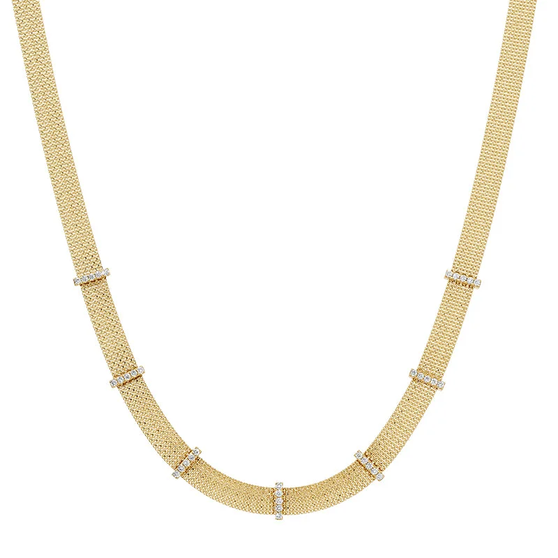 double layered necklace for women -ROSIE GOLD + DIAMOND MESH NECKLACE