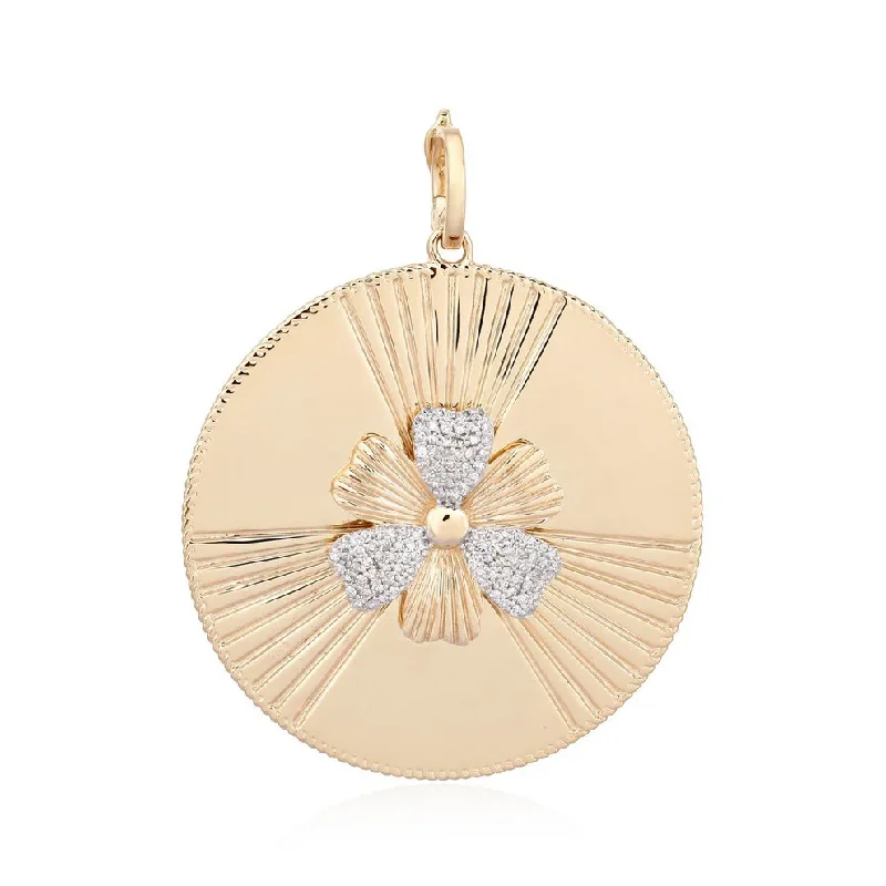 gold chain necklace for men -RYANN FLORAL DISC PENDANT