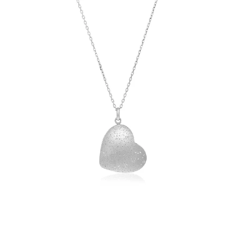 trendy necklace for teens -Sterling Silver Stardust Heart Style Pendant