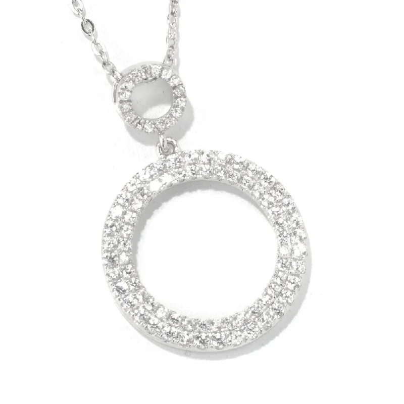 romantic couple necklaces for lovers -Sterling Silver White Zircon Double Circle Pendant