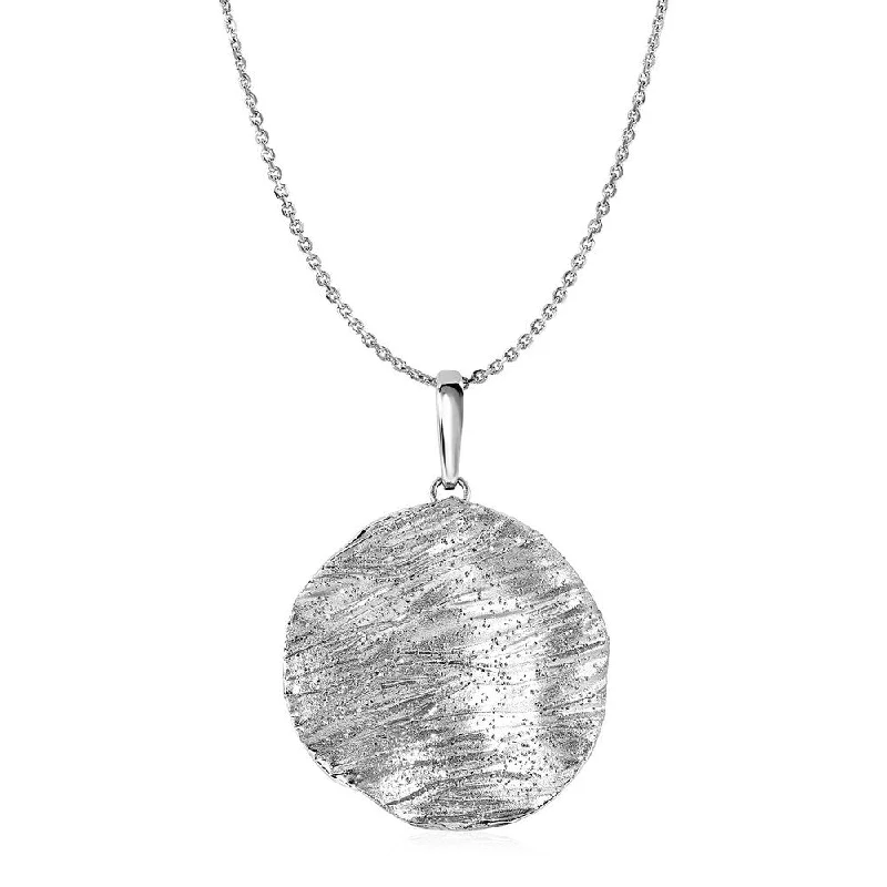 tiny heart necklace for daily wear -Textured Circle Pendant in Sterling Silver