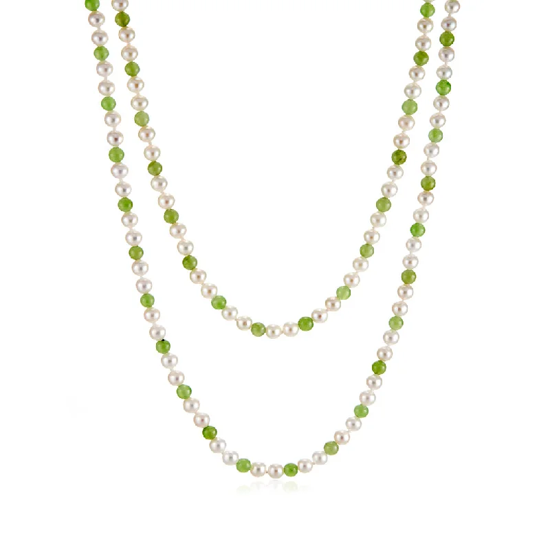 matching friendship necklaces -4mm Pearl & Siberian Jade Rope Necklace