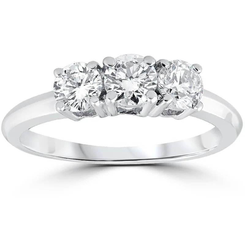 sunflower ring for women -1 Carat 3-Stone Diamond Engagement Ring Solitaire Round Cut 14k White Gold