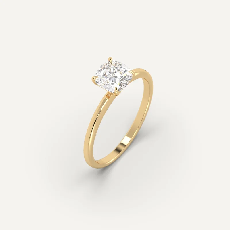 minimalist band ring for women -1 carat Cushion Cut Diamond Ring