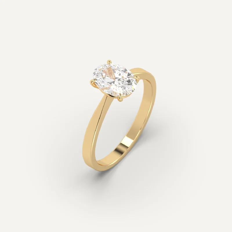 crescent moon ring for women -1 carat Oval Cut Diamond Ring