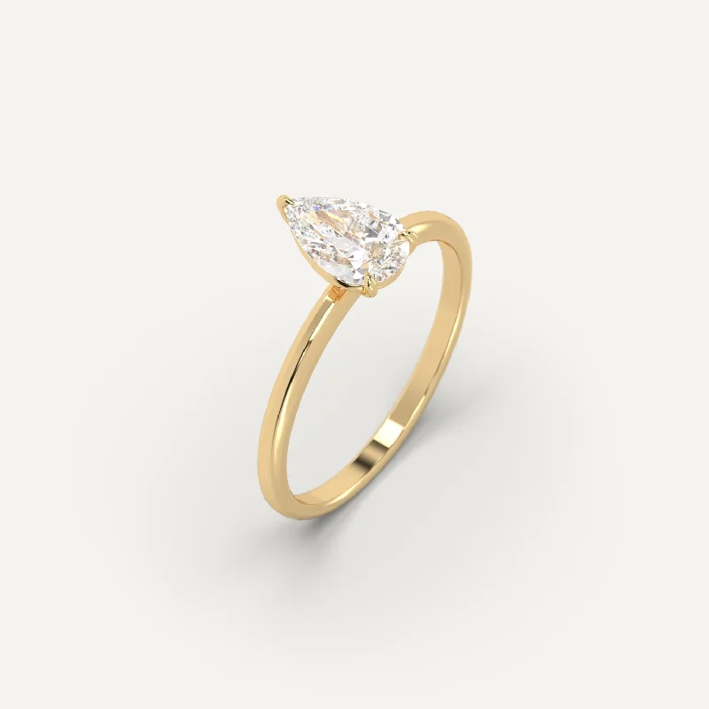 diamond promise ring for women -1 carat Pear Cut Diamond Ring