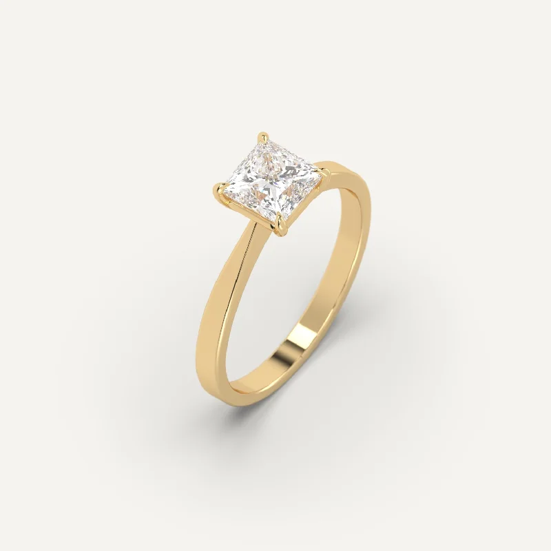 heart band ring for women -1 carat Princess Cut Diamond Ring