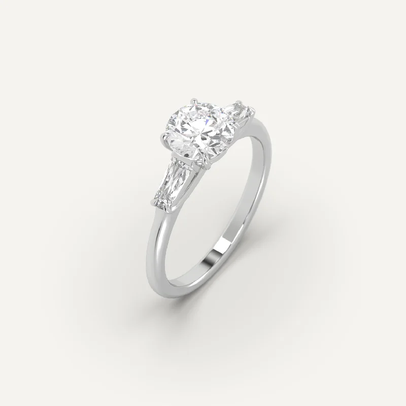 crescent moon ring for women -1 carat Round Cut Diamond Ring