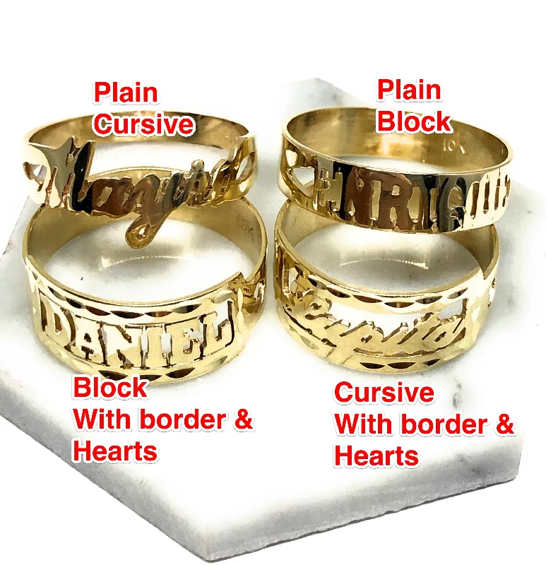 layered stacking ring for women -10k Solid Gold Yellow CUSTOMIZED Name Ring