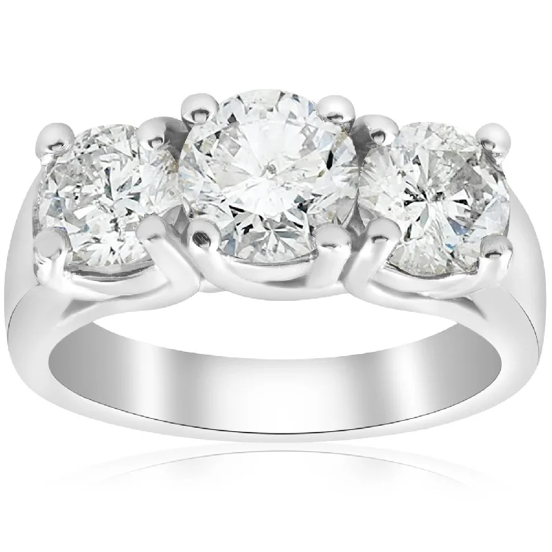 statement ring for special occasions -2 3/4ct Three Stone Diamond Engagement Ring 14K White Gold