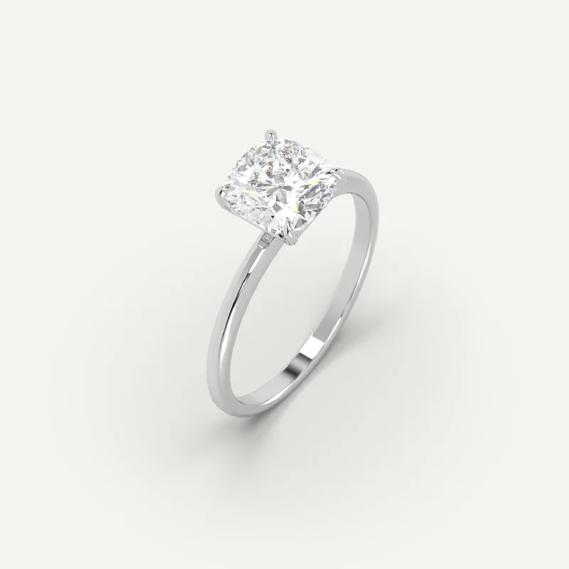 gold band ring for couples -2 carat Cushion Cut Diamond Ring