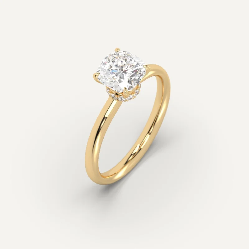 sunflower ring for women -2 carat Cushion Cut Diamond Ring