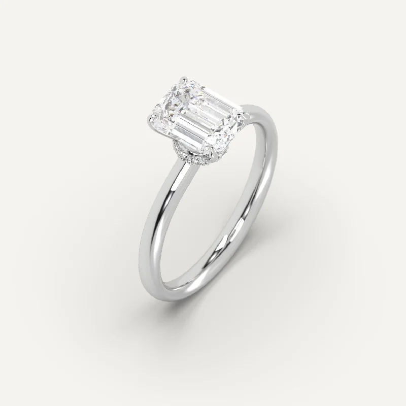 custom engraved ring for gifts -2 carat Emerald Cut Diamond Ring