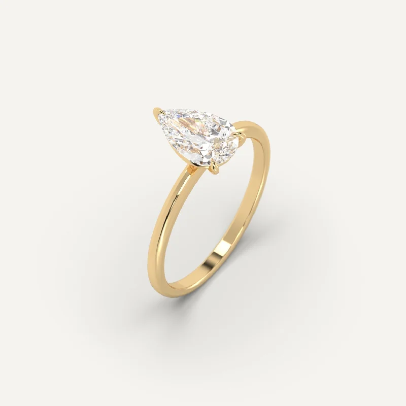 heart-shaped ring for women -2 carat Pear Cut Diamond Ring