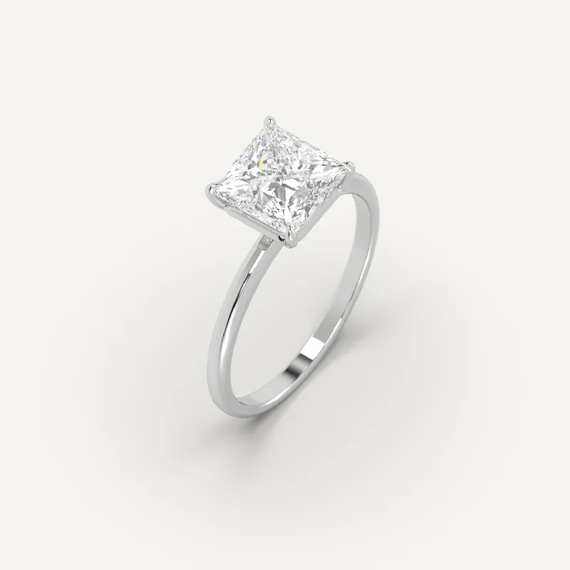 simple gold band ring -2 carat Princess Cut Diamond Ring