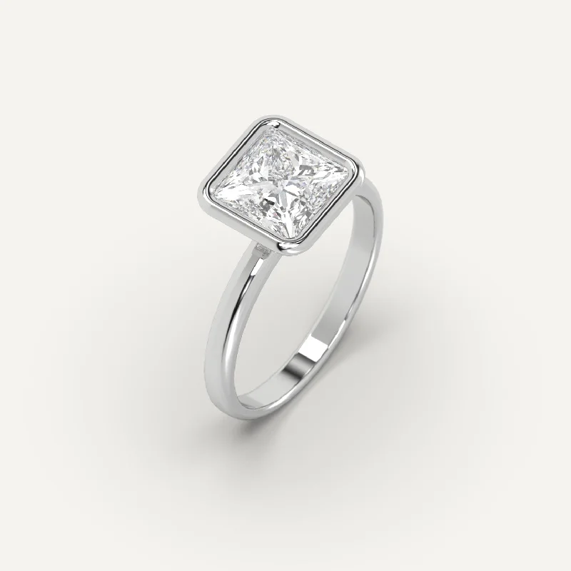 birthstone stacking ring for women -2 carat Princess Cut Diamond Ring