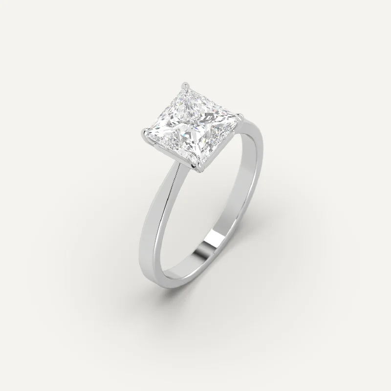 luxury pearl ring for brides -2 carat Princess Cut Diamond Ring