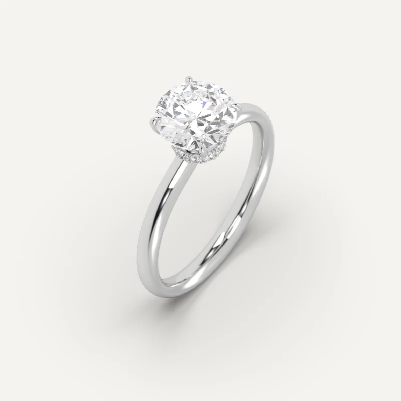 bold geometric ring for women -2 carat Round Cut Diamond Ring