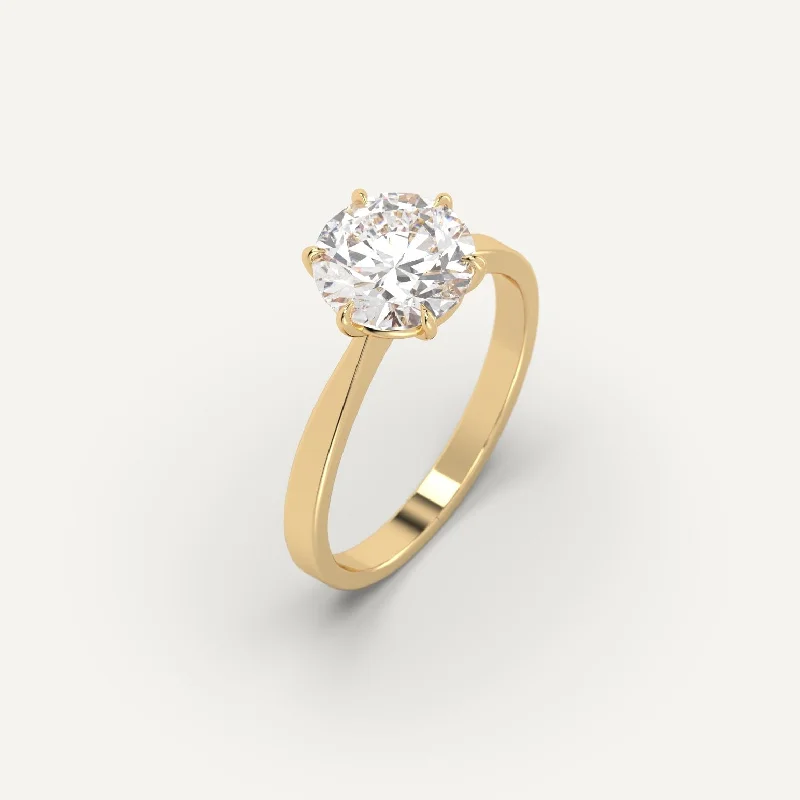 custom engraved ring for gifts -2 carat Round Cut Diamond Ring