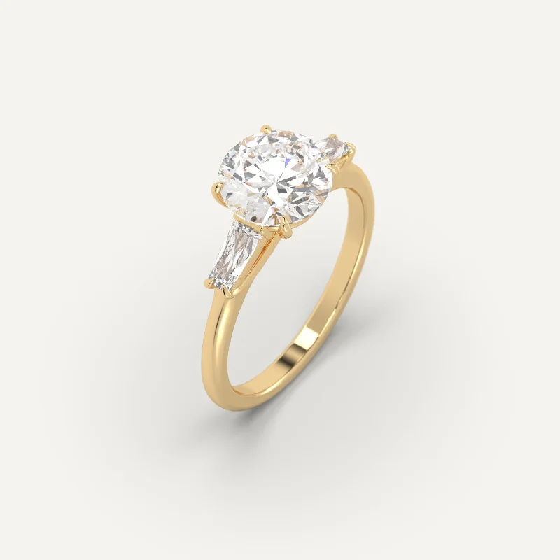 simple gold midi ring -2 carat Round Cut Diamond Ring