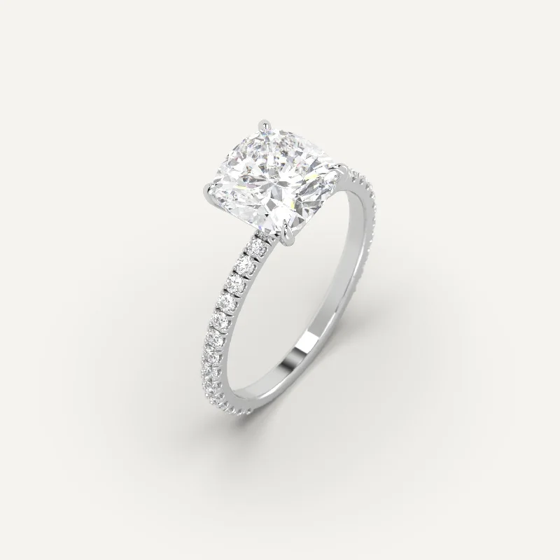 luxury pearl band ring for women -3 carat Cushion Cut Diamond Ring