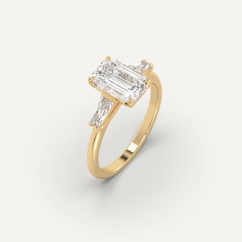 birthstone stacking ring for women -3 carat Emerald Cut Diamond Ring