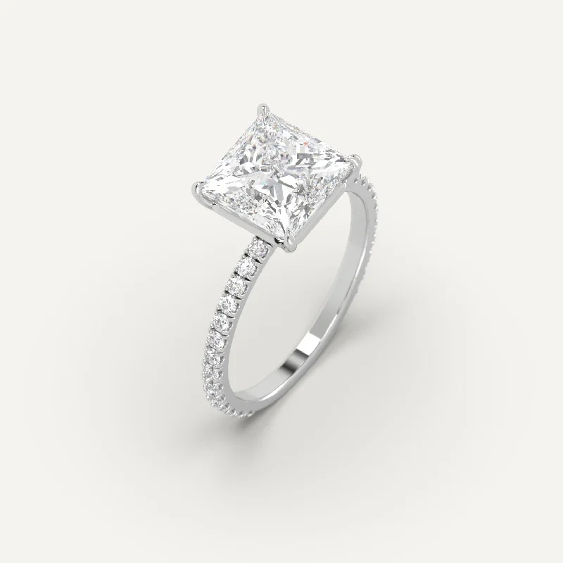 statement ring for special occasions -3 carat Princess Cut Diamond Ring