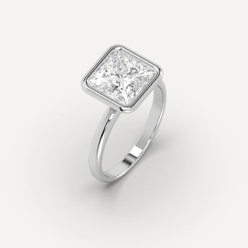 handmade gemstone ring for women -3 carat Princess Cut Diamond Ring