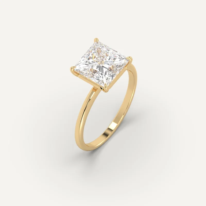 bold geometric ring for women -3 carat Princess Cut Diamond Ring