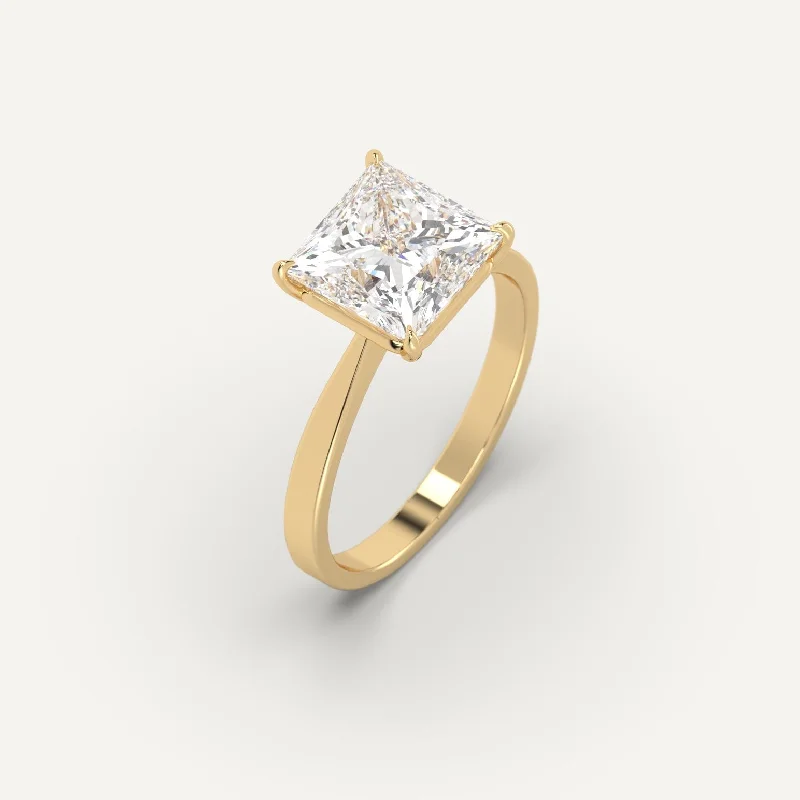 custom name signet ring for women -3 carat Princess Cut Diamond Ring