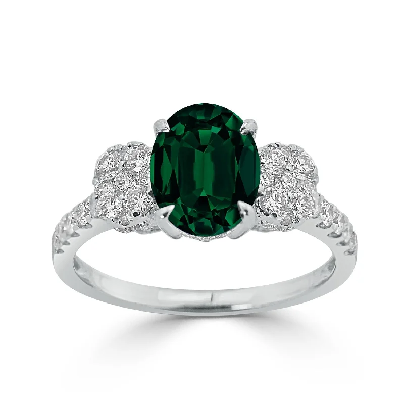 luxury diamond ring for women -Auriya 1 5/8ct Oval-cut Emerald and Diamond Ring 3/4ctw 18K Gold